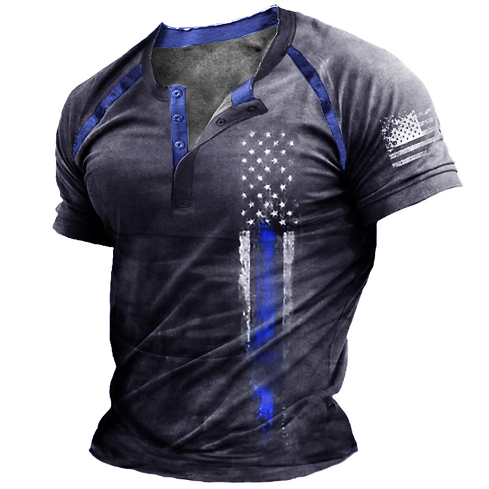 面白い 3D アメリカ国旗プリントメンズヘンリーシャツファッ - Mens Fashion Ideas のレビューと価格