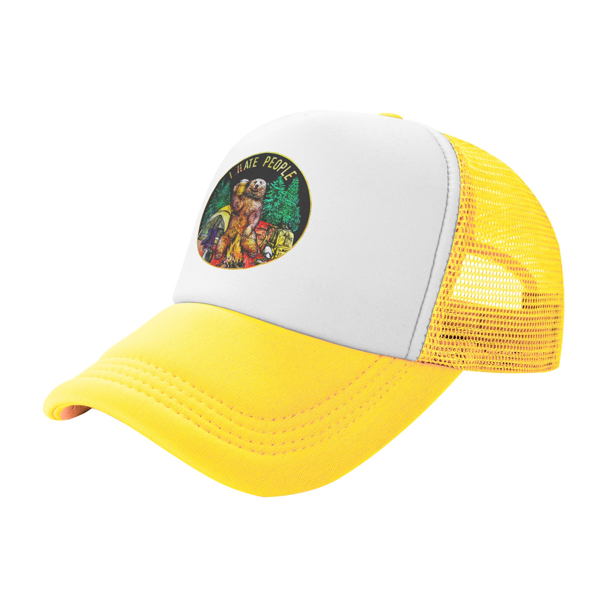 I Hate People Bear キャンプ野球帽 アウト - Trucker Hat Cap のレビューと価格