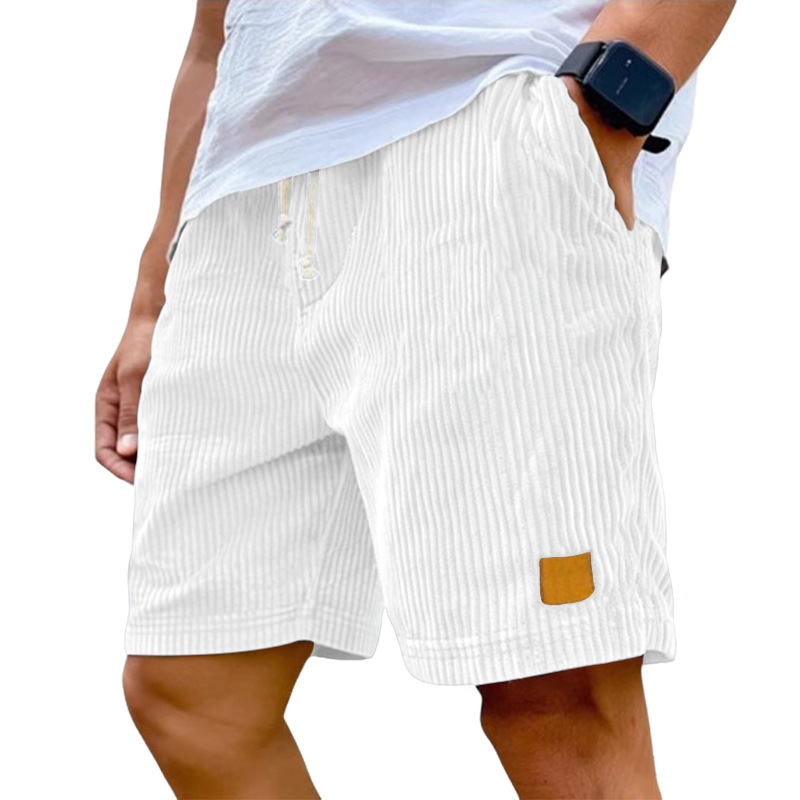 夏の新メンズヴィンテージ刺繍レザーラベルコーデュロイカジュア - Men'S Fashion Labels のレビューと価格