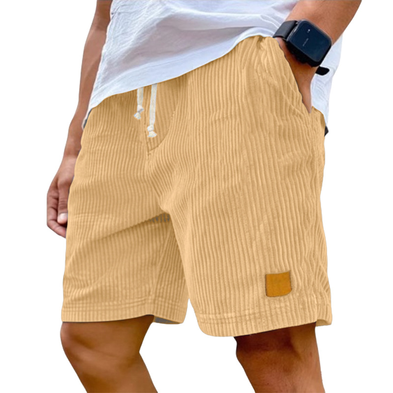 夏の新メンズヴィンテージ刺繍レザーラベルコーデュロイカジュア - Men'S Fashion Labels のレビューと価格