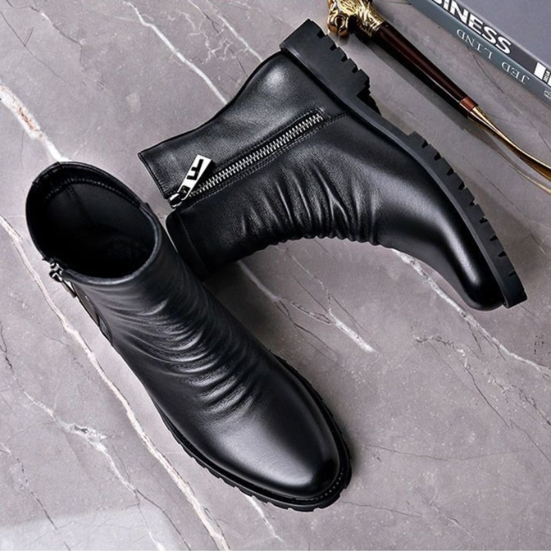 高品質メンズハイトップブーツ本革ブーツビジネスブーツファッシ - Mens Fashion Dress のレビューと価格