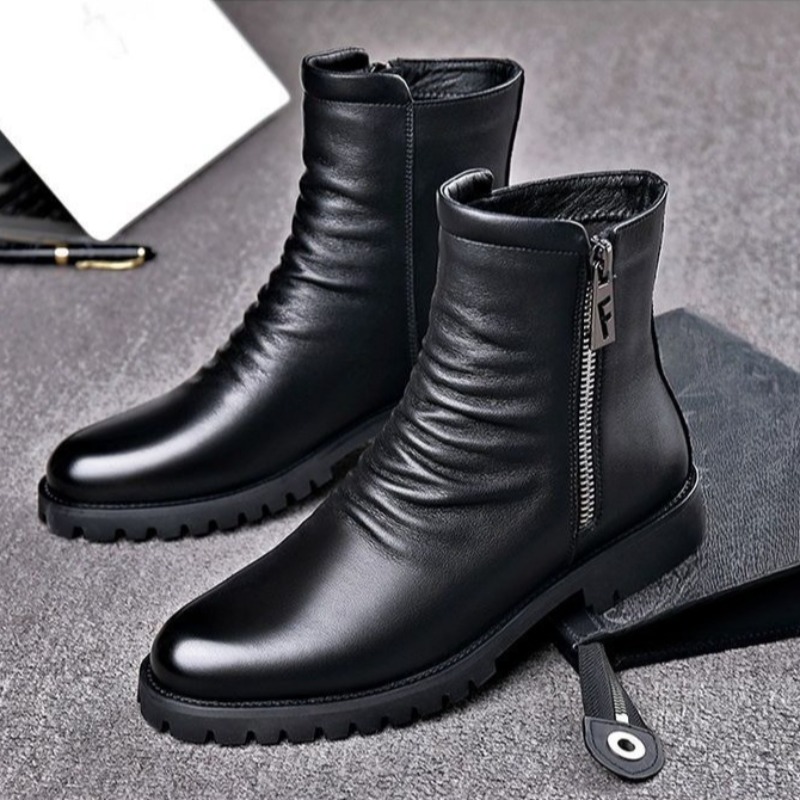 高品質メンズハイトップブーツ本革ブーツビジネスブーツファッシ - Mens Fashion Dress のレビューと価格