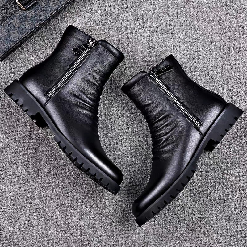 高品質メンズハイトップブーツ本革ブーツビジネスブーツファッシ - Mens Fashion Dress のレビューと価格