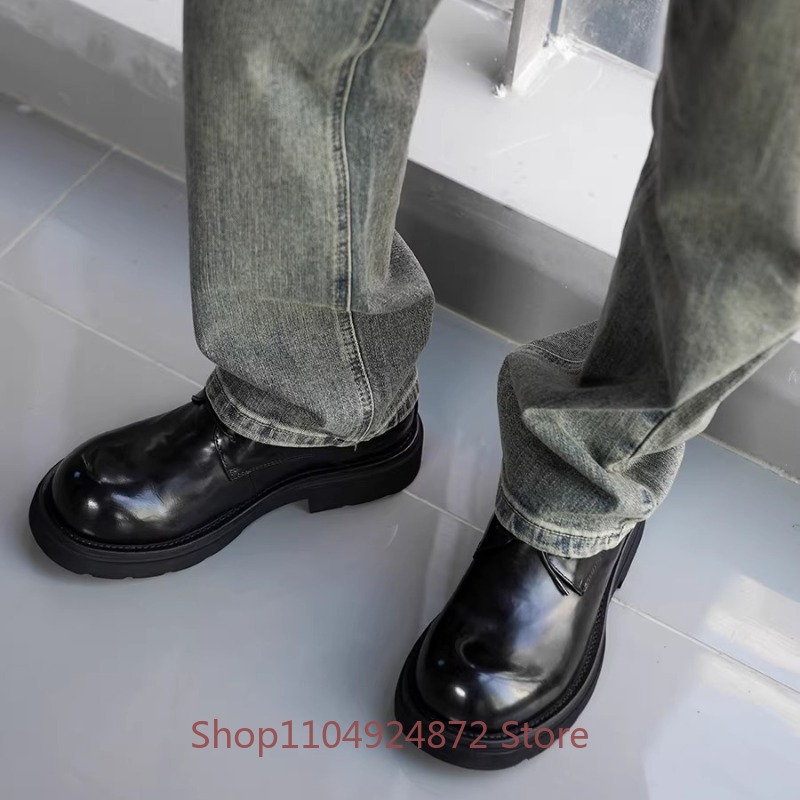 高級ファッションラウンドトゥダービーシューズメンズ本革厚底身 - Men'S Fashion Formal のレビューと価格