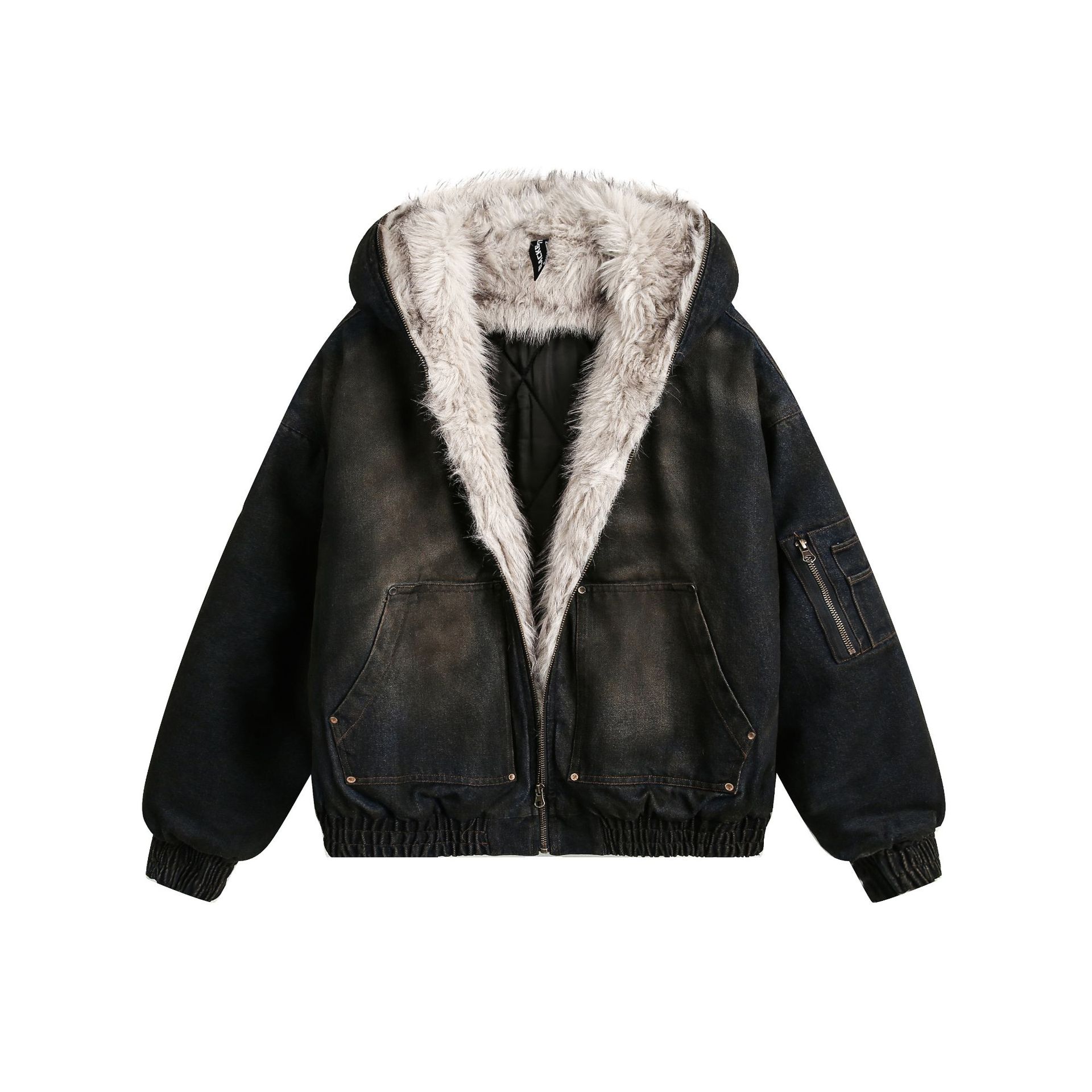 2025年冬新作 アメリカンウォッシュ加工 フード付きコット - Sherpa Jacket Fleece のレビューと価格