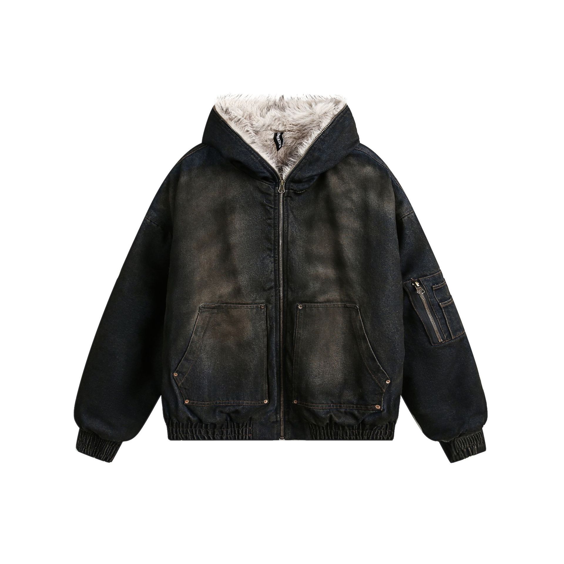 2025年冬新作 アメリカンウォッシュ加工 フード付きコット - Sherpa Jacket Fleece のレビューと価格
