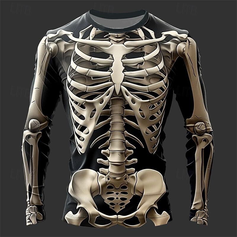 メンズ3Dフレイムスカル柄Tシャツ 長袖カジュアルファッショ - Men'S Fashion T Shirts のレビューと価格