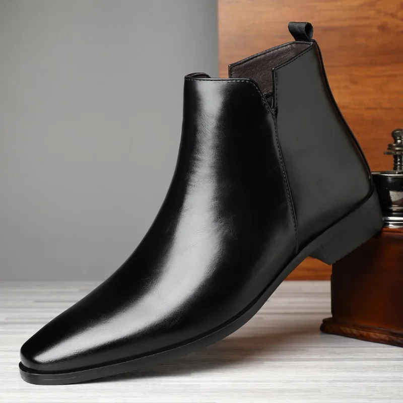 新しいメンズブーツクラシックチェルシーブーツ高級ハイトップレ - Mens Fashion Dress のレビューと価格