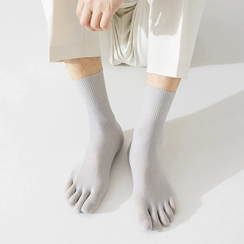 4 ペア夏薄い 5 本指靴下シルク男性通気性シンプルな固体ク - Socks Ankle Men のレビューと価格