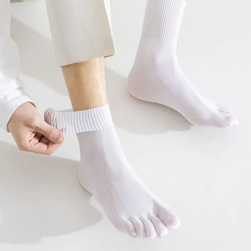 4 ペア夏薄い 5 本指靴下シルク男性通気性シンプルな固体ク - Socks Ankle Men のレビューと価格