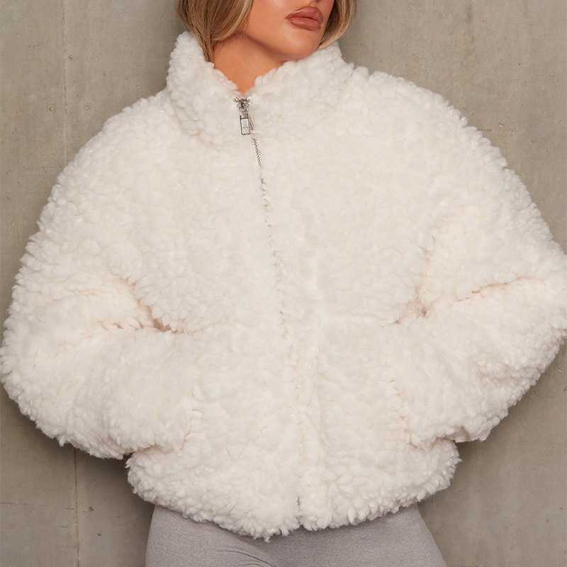 女性用ラムウールショートコート、厚手で暖かい、長袖、タートル - Sherpa Jacket Fleece のレビューと価格
